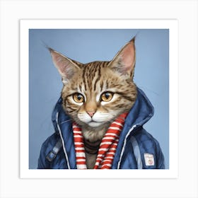 Cat In A Jacket Art Print