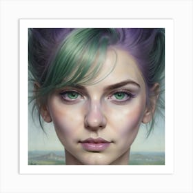 Sexy Girl With Purple Hair Art Print