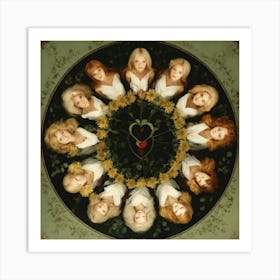 Eight White Women Linking Arms In A Circle (3) Art Print