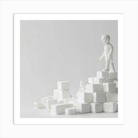 Man On A Pile Of Blocks Art Print