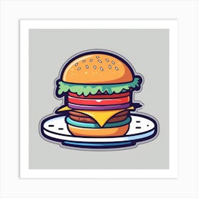 Cartoon Burger 3 Art Print