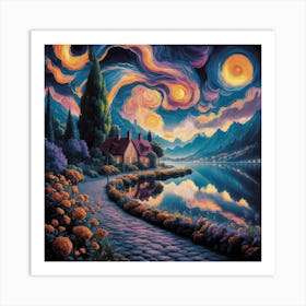 Dreamscape Pathway A Vibrant Landscape Inspired By Van Gogh (3) Art Print