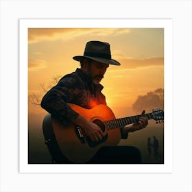 Man Playing An Acoustic Guitar 1 Art Print