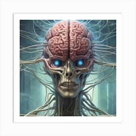 Skull With Brain Art Print