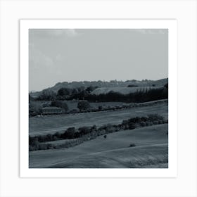 Toscana Region Landscape Photo Square Grey Gray Black And White Monochrome Nature Italy Italian Travel Bedroom Living Room Art Print