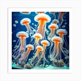 Jellyfishes In An Aquarium Art Print