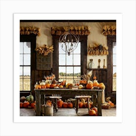 A Traditional Corner Of An American Farmhouse During The Late Autumn Season With An Overhead Vintage (1) Art Print