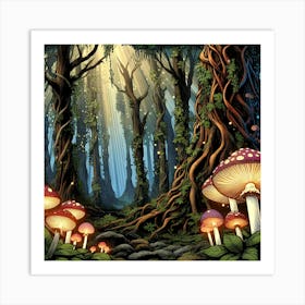 Mystical Mushroom Forest 3 Art Print