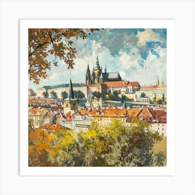 A Prague Castle In Prague Oil Painting Illustrat 1720028606 2 Art Print