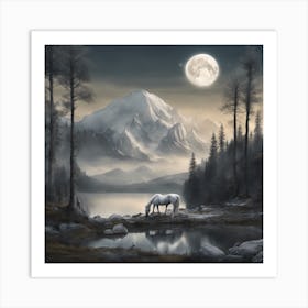 Horse In The Moonlight Art Print