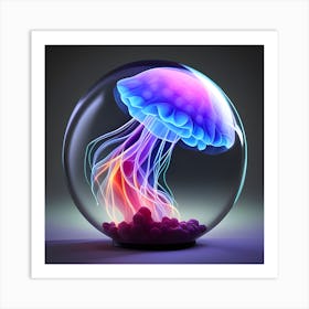 Jellyfish In A Glass Ball Art Print