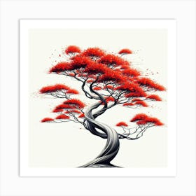 Abstract modernist Erythrina tree 2 Art Print