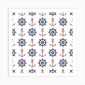 Nautical Seamless Pattern Art Print