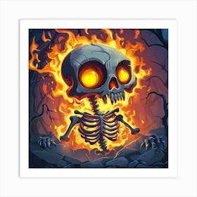 Spooky Halloween Skeleton Emojis Artwork 14 Art Print