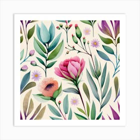 Watercolor Floral Pattern 2 Art Print