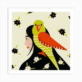 Bird Girl Square Art Print