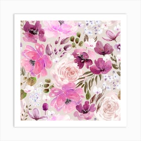 Floral Chaos Light Pink Art Print