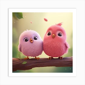 Two Birds On A Branch Art Print
