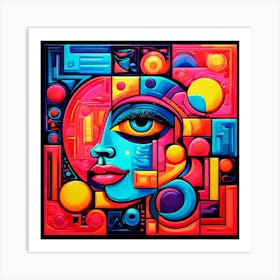 Abstract Retro Surrealism Picasso Style 1 Art Print