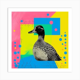 Geometric Colourful Duckling Pattern 3 Art Print