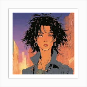 Girl In A City Art Print