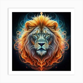 Lion On Fire 1 Art Print