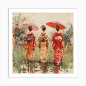 Three Geishas - Japanese vintage art, abstract art, abstract painting  city wall art, colorful wall art, home decor, minimal art, modern wall art, wall art, wall decoration, wall print colourful wall art, decor wall art, digital art, digital art download, interior wall art, downloadable art, eclectic wall, fantasy wall art, home decoration, home decor wall, printable art, printable wall art, wall art prints, artistic expression, contemporary, modern art print, Art Print