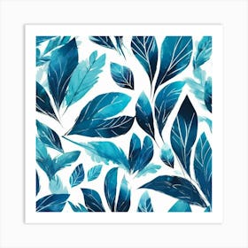 ocean blue leafs 1 Art Print