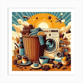 Laundry day and laundry basket 4 Art Print