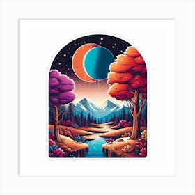 Moon And The Trees Art Print