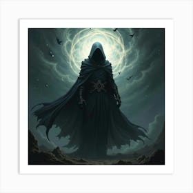 A Dark Mage Surrounded By Swirling Shadowy Energies 1 Art Print