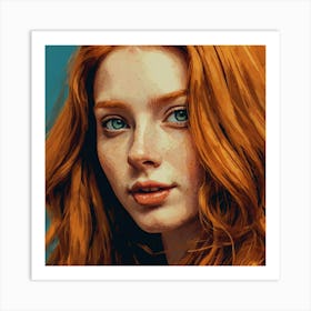 Portrait Of A Woman With Red Hair Art Print