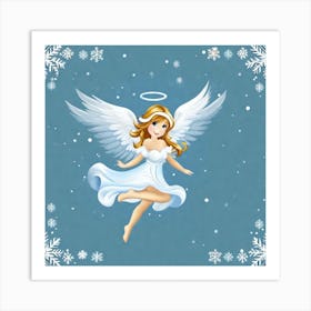 Angel With Snowflakes Art Print