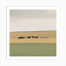 Horses In A Field 9 Art Print