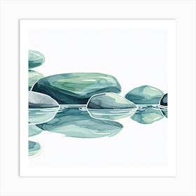 Watercolor Rocks In The Water Art Print