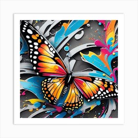 Butterfly With Paint Splashes 4 Art Print