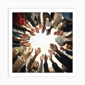 Group Of People Holding Hands 2 Art Print