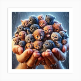 Kittens In The Rain 9 Art Print