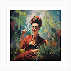 Frida Kahlo Smoking Art Print