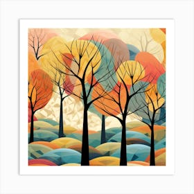 Abstract Autumn Trees Art Print