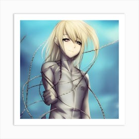 Anime Girl With Barbed Wire Art Print