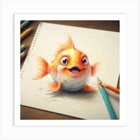 Goldfish Drawing 7 Art Print