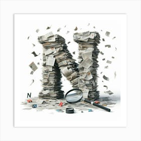 Funny Alpabet - N (Newspapers) Art Print