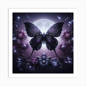 Butterfly In The Moonlight 2 Art Print