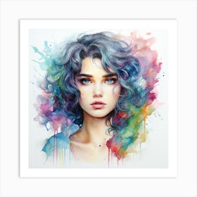 Watercolor Of A Girl Art Print