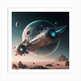 Spaceship In Space Art Print