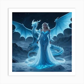 Ice Princess And Dragon Art Print