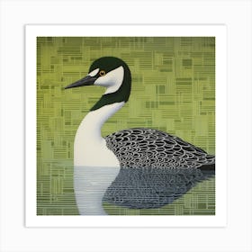 Ohara Koson Inspired Bird Painting Grebe 1 Square Art Print