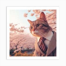 Cat In A Suit Art Print