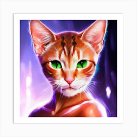 Humancat With Green Eyes Art Print